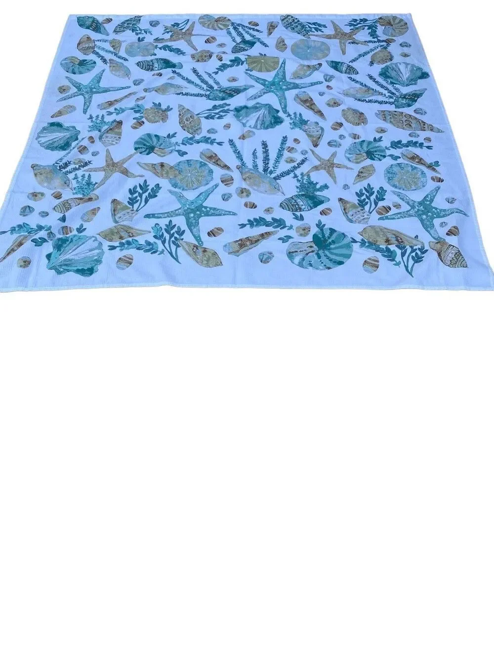Coastal Shower Curtain Starfish Seashells Conch Watercolor Underwater